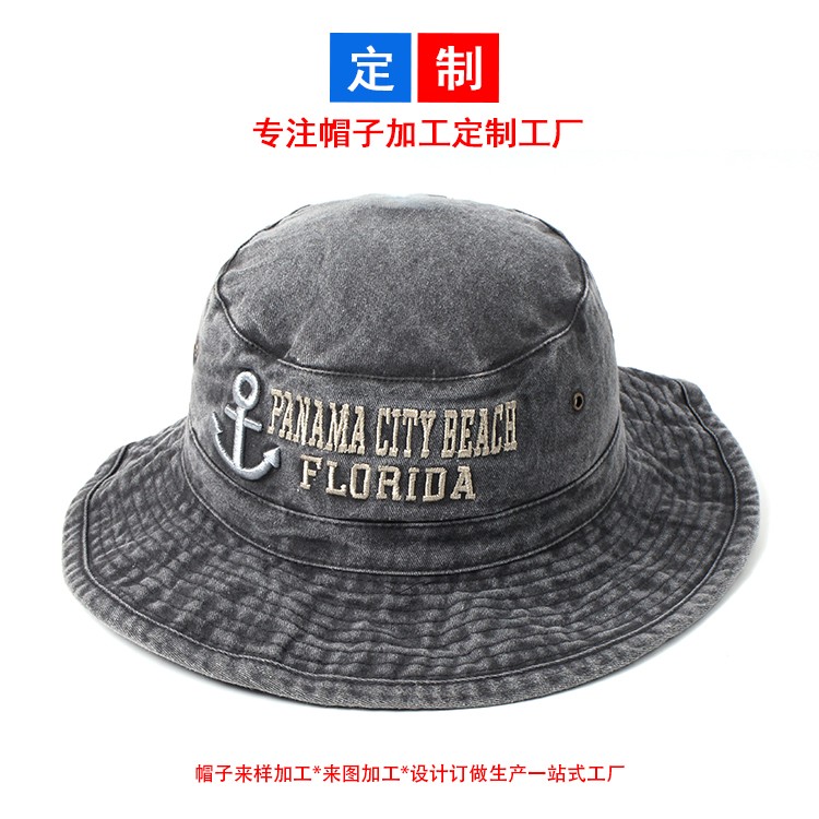 高端刺繡純棉漁夫帽定制